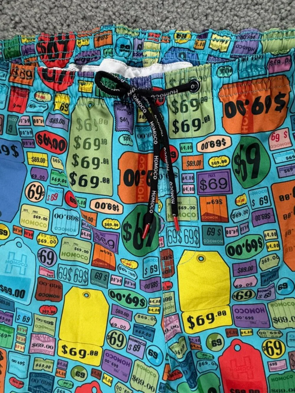 HOMOCO Brand $69 Themed Swim Trunks - Men's Size XL - Excellent Condition -Queer